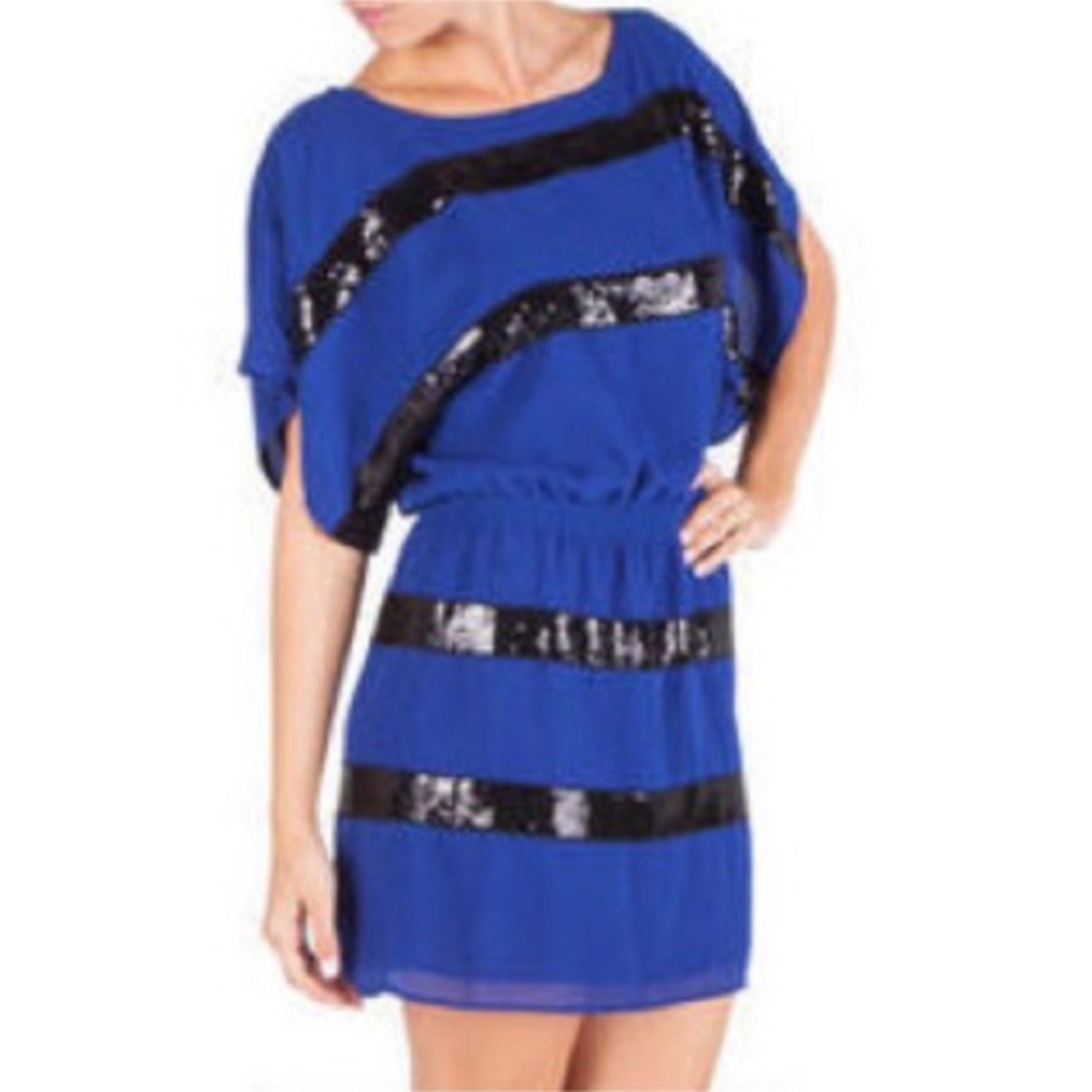 Jessica Simpson navy blue black sequin dress